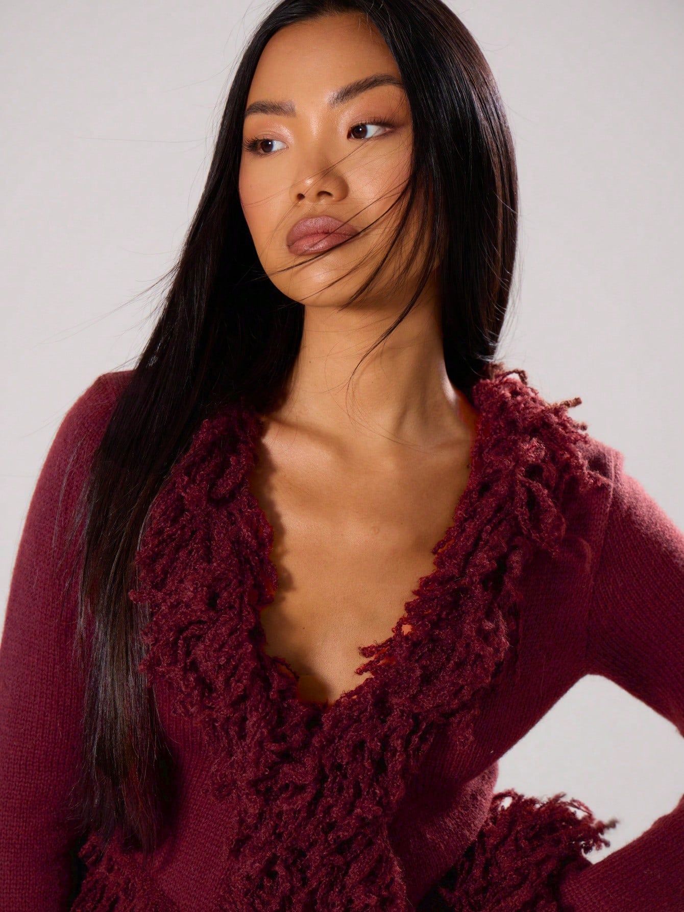 Y2K Shaggy Knit Cardigan Cozy Layer