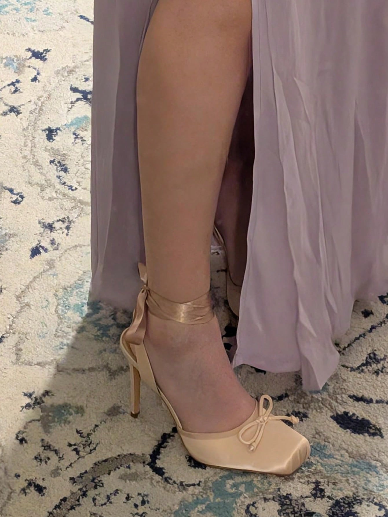 Balletcore Ribbon Heels Square-Toe Satin Lace-Up