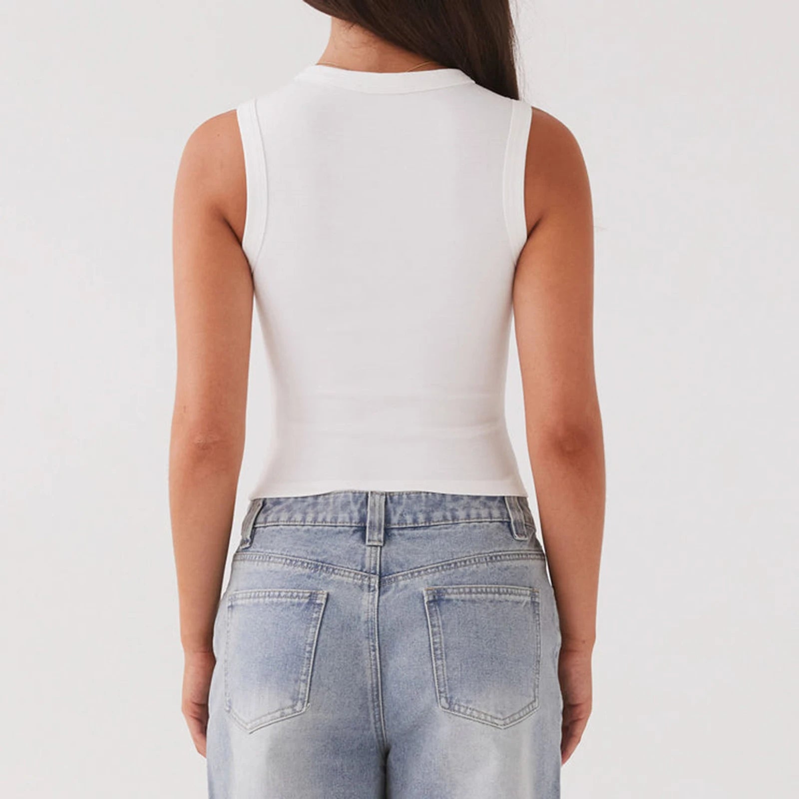 Women Button down Tank Vest Casual Slim Fit Sleeveless Ribbed Knit Shirt Y2K Going Out Crewneck Tank Crop Top