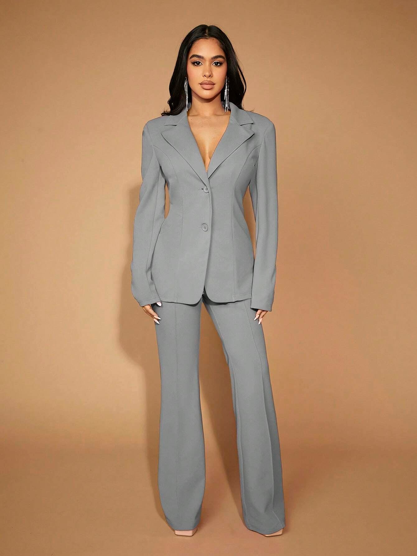 High-Waisted Flare Leg Pants with Seam Front  Elegant & Sexy Concert/Evening Wear