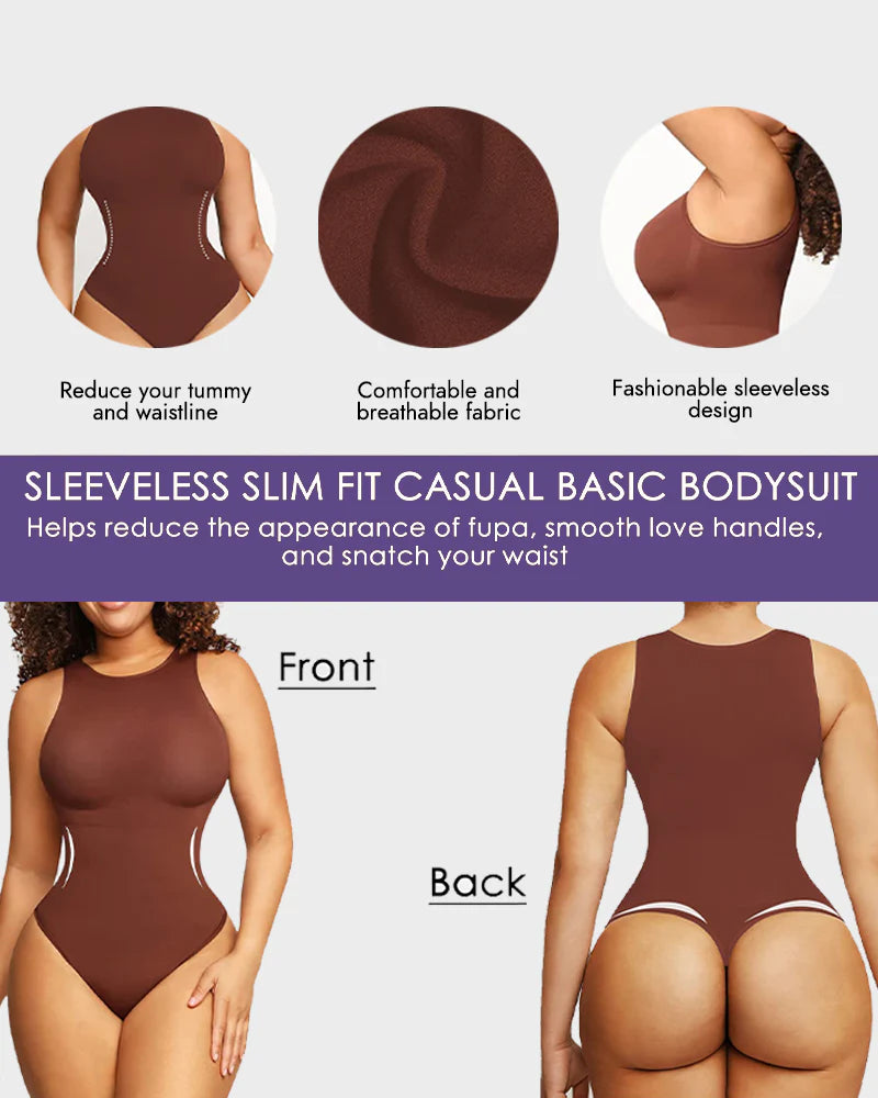 Crew Neck Sleeveless Sculpting Bodysuit Shapewear