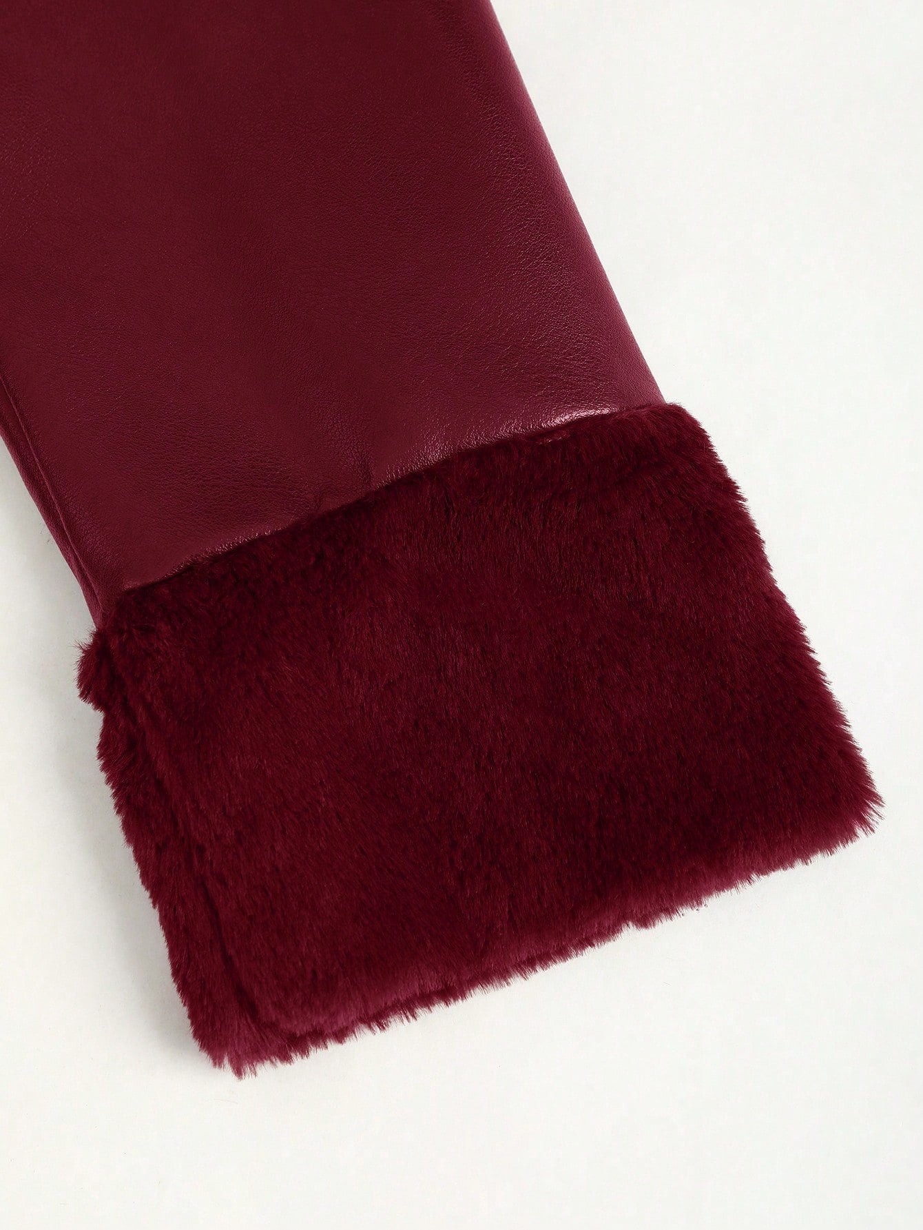 Full-Length Fluffy & PU Leather Trench Coat