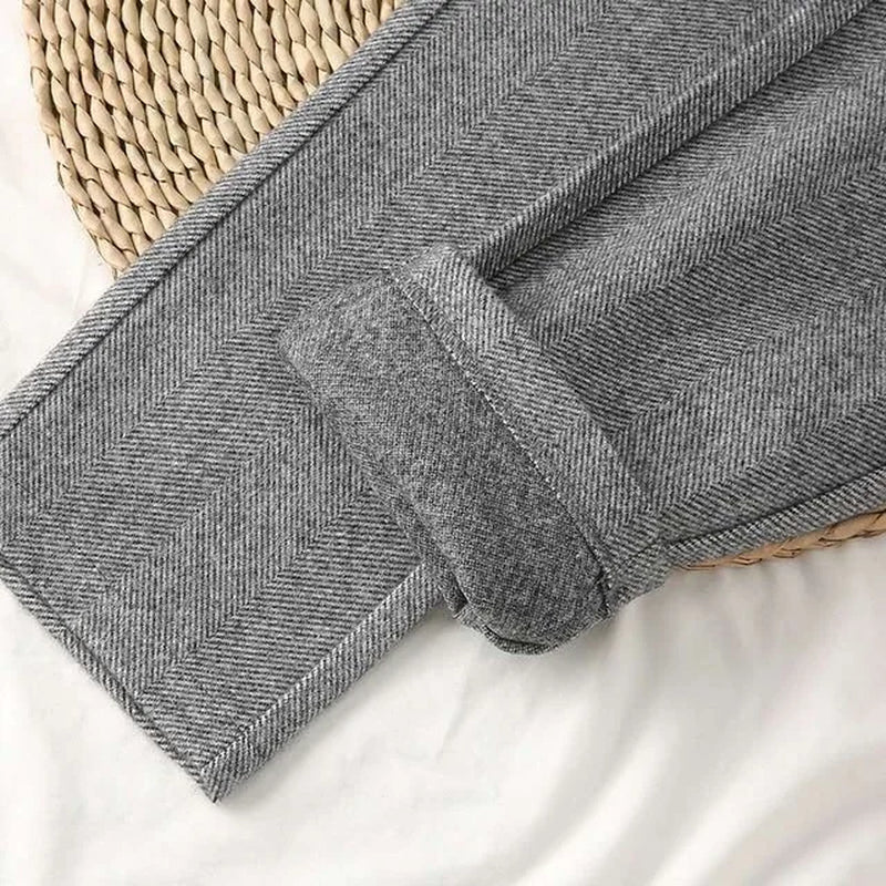 Woolen Pants Women'S Harem Pencil Pants Autumn Winter High Waisted Casual Suit Pants Office Lady Women Trousers