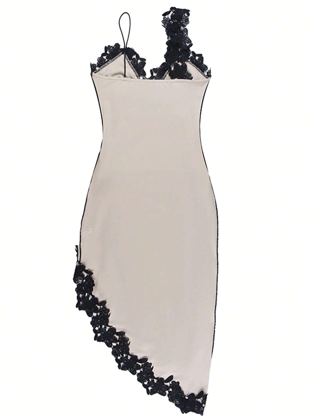   Y2K Lace  Spaghetti Strap Sleeveless Dress Ruffle Slit Party Cocktail Dress