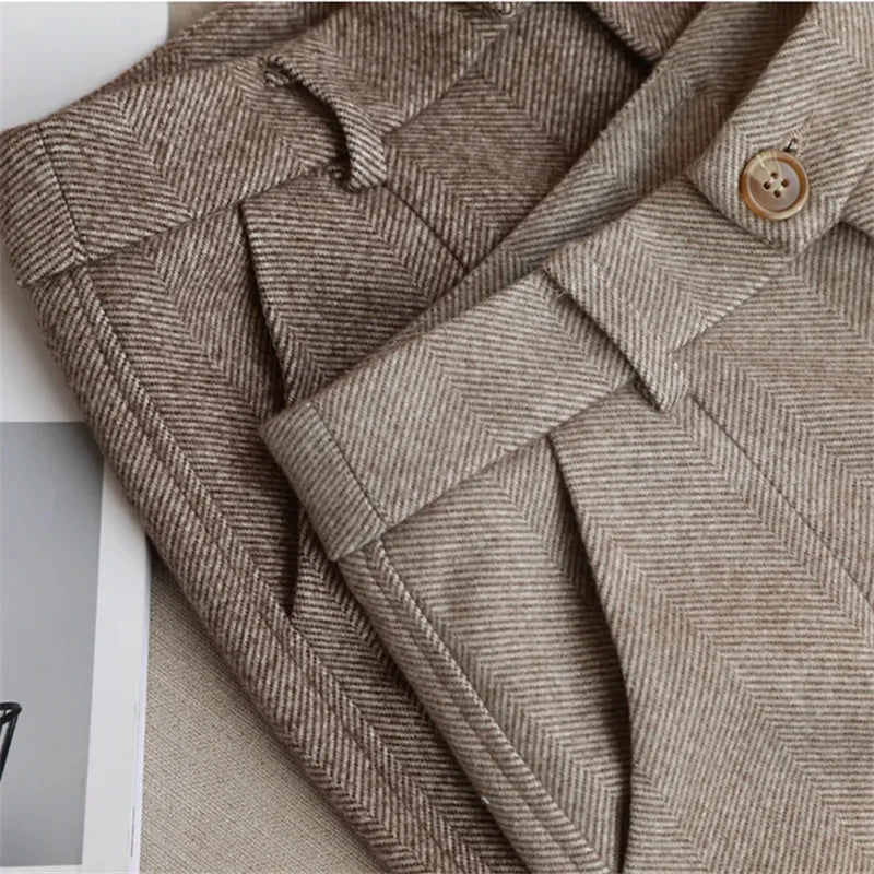 Woolen Pants Women'S Harem Pencil Pants Autumn Winter High Waisted Casual Suit Pants Office Lady Women Trousers