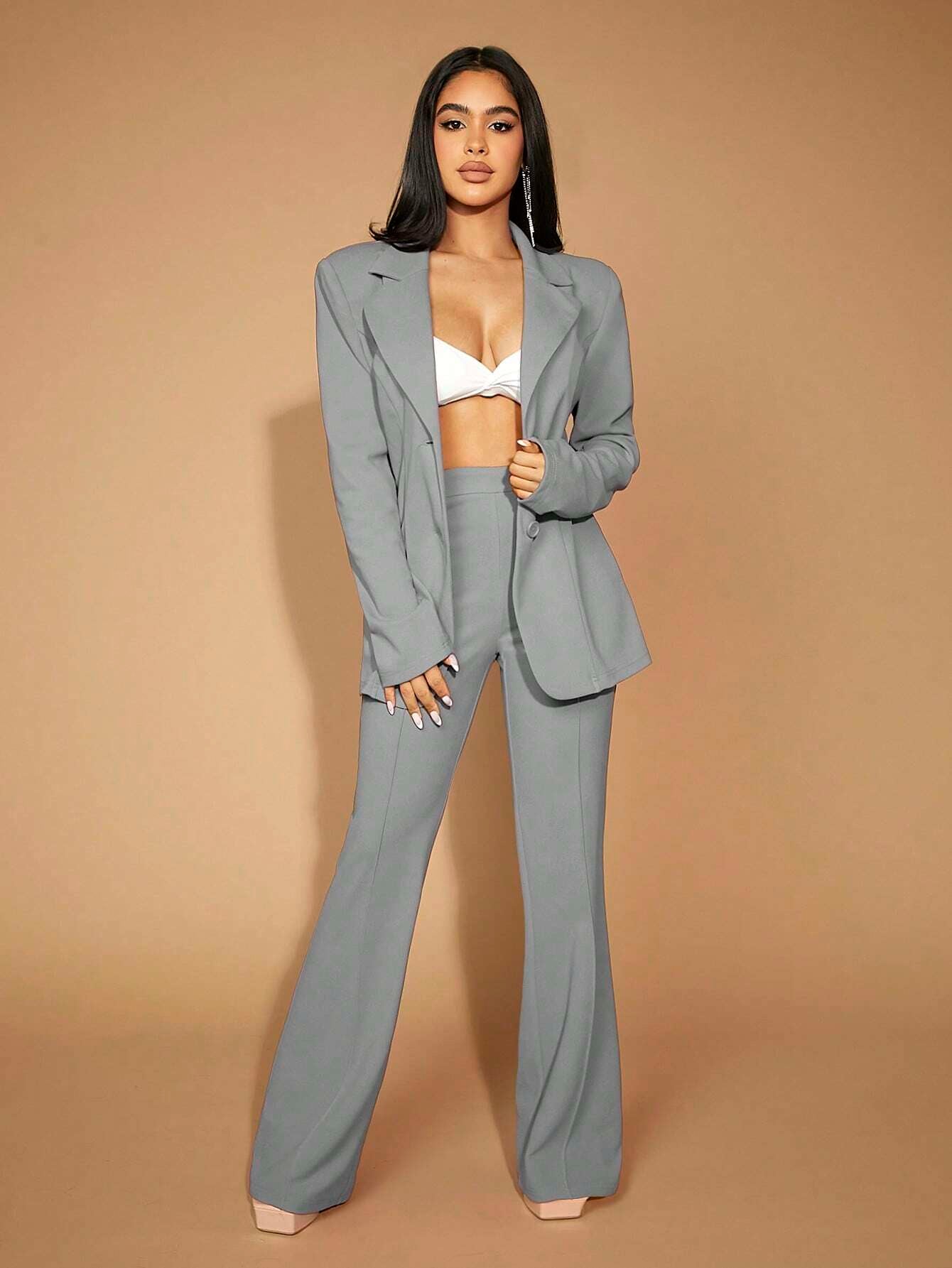 High-Waisted Flare Leg Pants with Seam Front  Elegant & Sexy Concert/Evening Wear