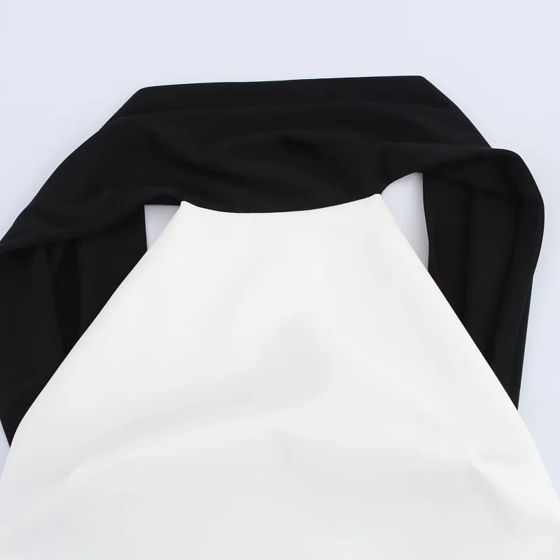 White Backless Halter Mini Dress with Black Contrast Elegant Party & Cocktail Wear