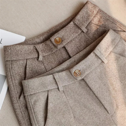 Woolen Pants Women'S Harem Pencil Pants Autumn Winter High Waisted Casual Suit Pants Office Lady Women Trousers