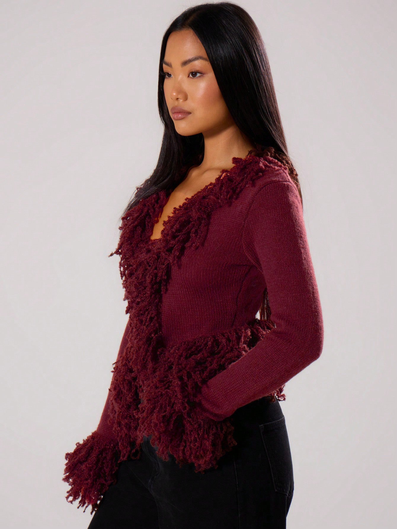 Y2K Shaggy Knit Cardigan Cozy Layer